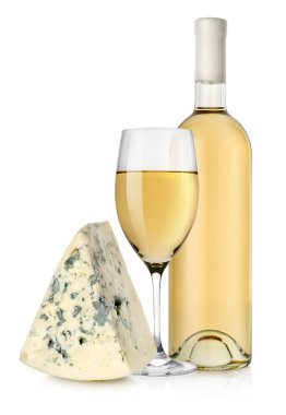 şarap şişesi ve mavi peynir
