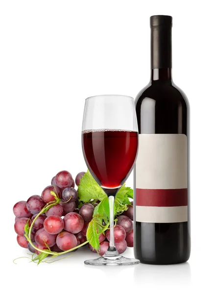 Dunkelblaue Trauben und Rotwein — Stockfoto