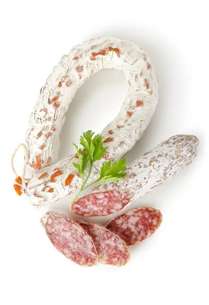 Kiełbasa salami i natką pietruszki — Zdjęcie stockowe