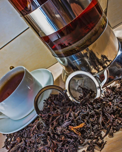 Stock image Tea accessories on a background of antique furniture