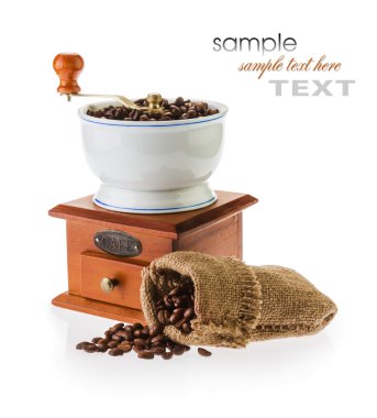 Grinder and coffee beans clipart