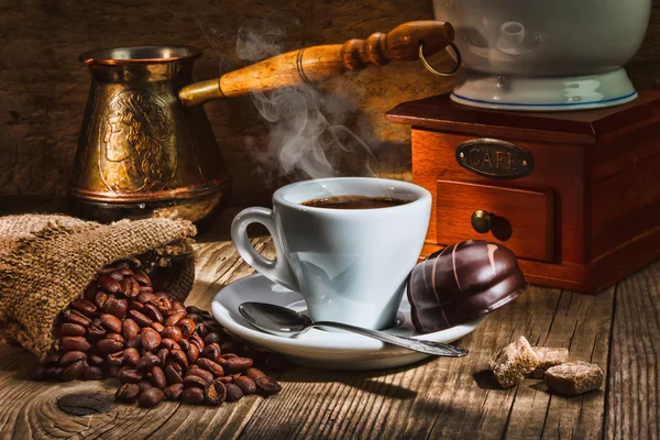 Macinino e altri accessori per il caffè — Foto Stock