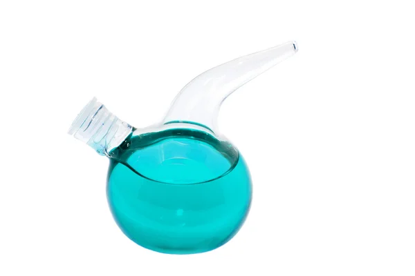 stock image Chemistry conical flask with liqui