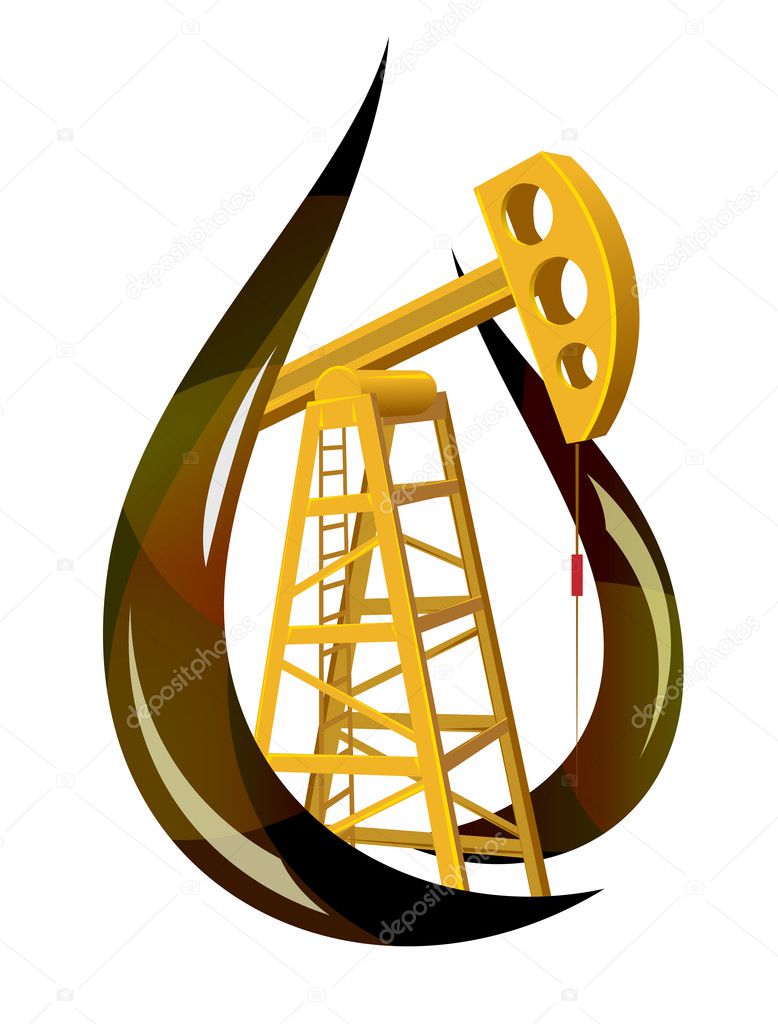 Stylized drop of fossil oil and the pump inside.