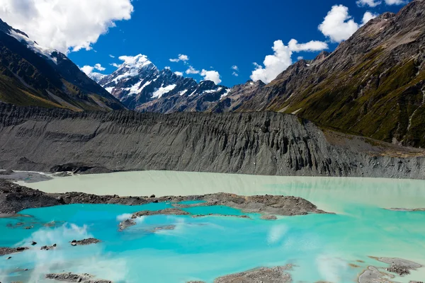 Lago glaciar esmeralda em Aoraki Mt Cook NP — Fotografia de Stock