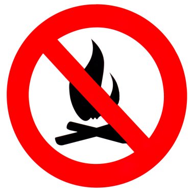 yangın yasak işareti simgesi üzerinde beyaz izole yuvarlak