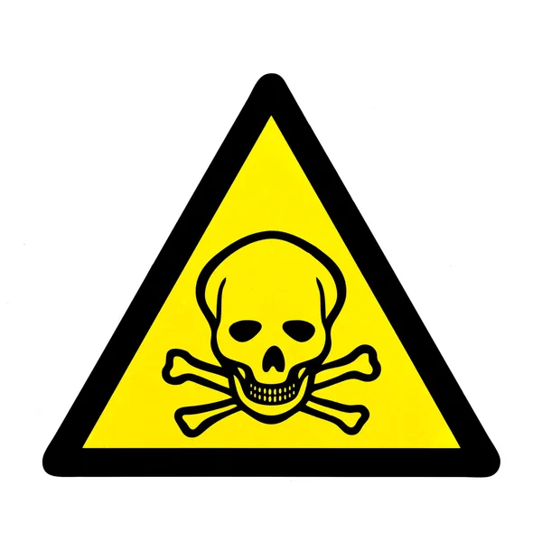 Предупреждающий знак опасности для жизни черепа и перекрестных костей — стоковое фото