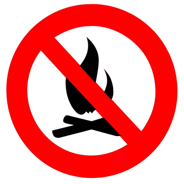 Ogień zakaz znak, symbol na białym tle okrągły — Zdjęcie stockowe
