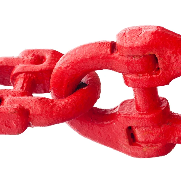 Grandes eslabones de cadena rojos pintados aislados en blanco — Foto de Stock