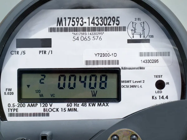 LCD display of smart grid power supply meter — Stock Photo, Image