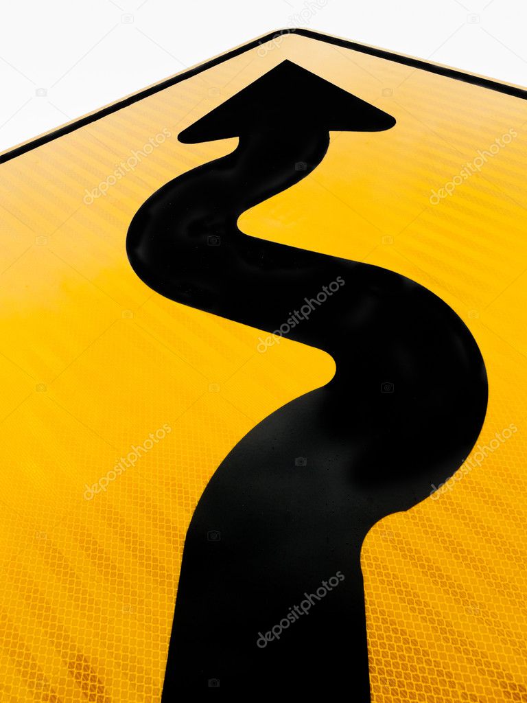 Wavy arrow concept of winding road to success