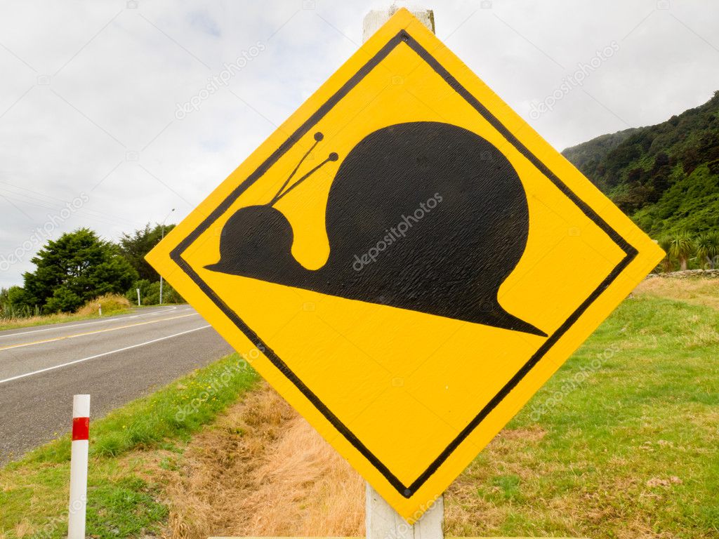 Fake attention Kauri Snail Crossing Road Sign