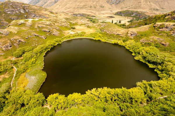 stock image Green oasis in dry highlands of Central Otago, NZ