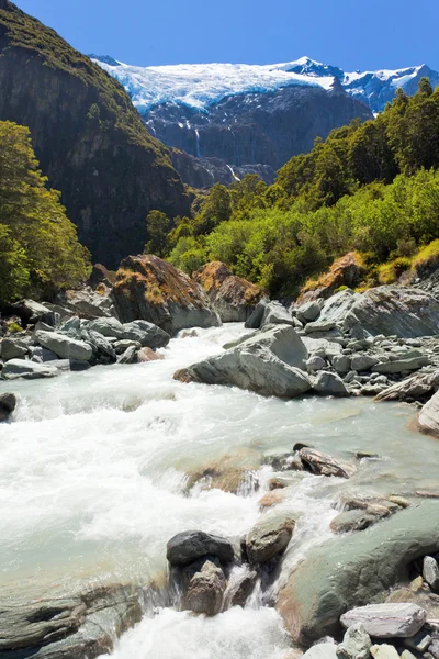 Runoff from Rob Roy Glacier in Mt Aspiring NP, NZ — Stock Photo, Image