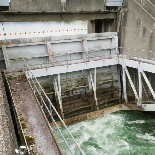 stock image Hydro dam control weir with underneath discharge