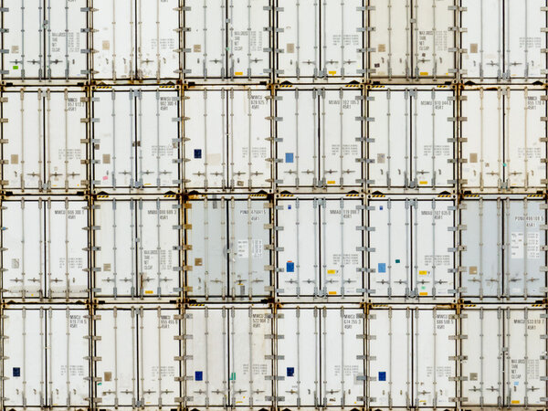 Pattern of shipping container stack at depot