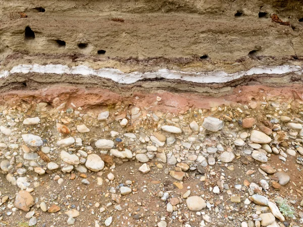 Sedimente geologice bandate depozitate în straturi — Fotografie, imagine de stoc