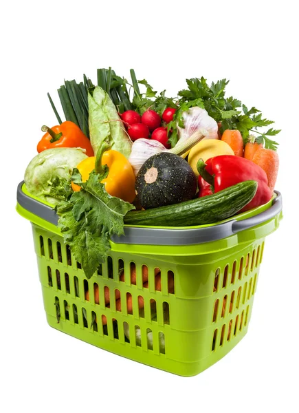 Mercearia de legumes na cesta de compras — Fotografia de Stock