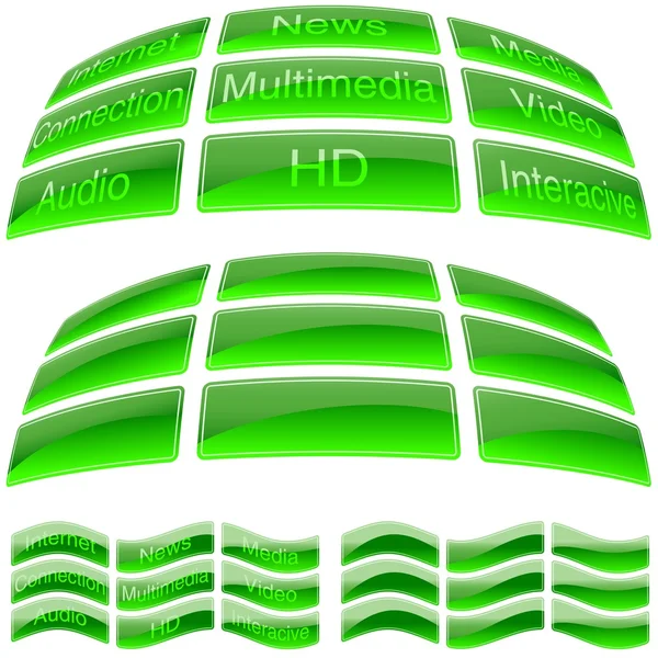 Zelené sklo tlačítka — Stock fotografie