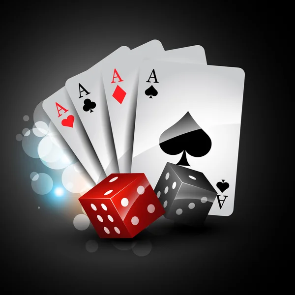 Jugando a cartas y dados — Vector de stock