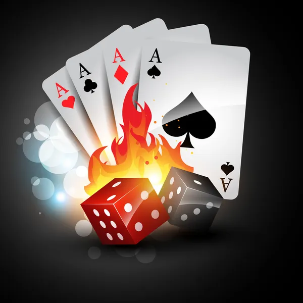 Hrací karty a kostky — Stockový vektor