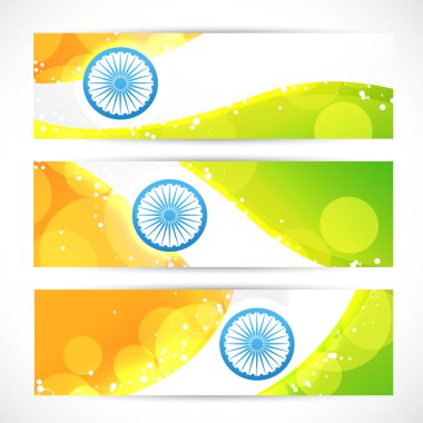 Indian flag headers set clipart