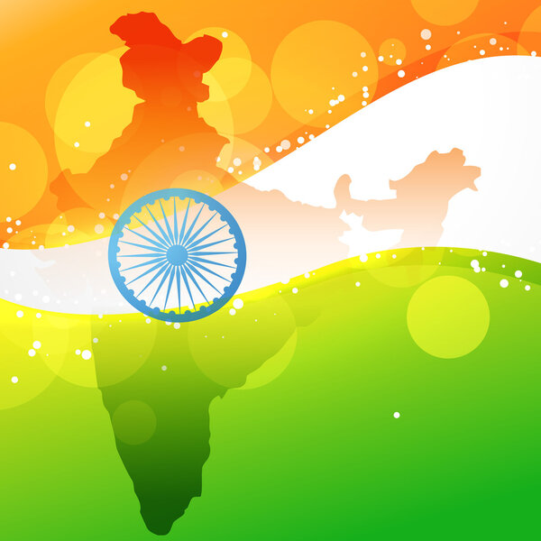 vector indian map with flag design