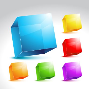 Collection of colorful cube clipart