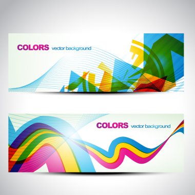 colorful banner set clipart