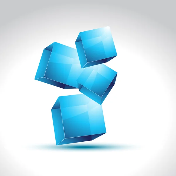 Vector 3D-stijl blue box — Stockvector
