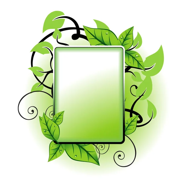 Zielona ramka do liści — Wektor stockowy