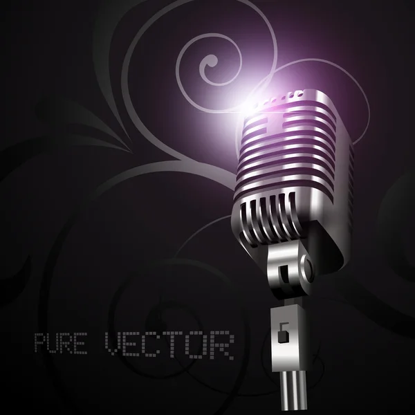 Vector mic in dark background — Stock Vector