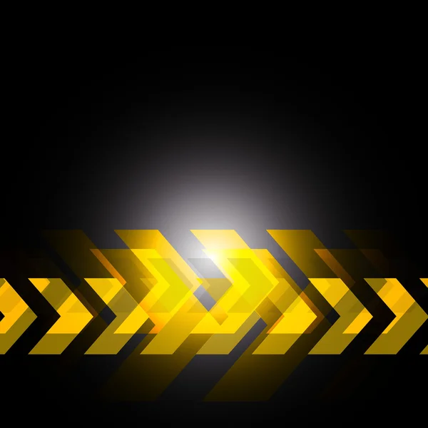 Yellow arrow in black background — Stock Vector