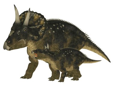 Adult and Young Nedoceratops clipart