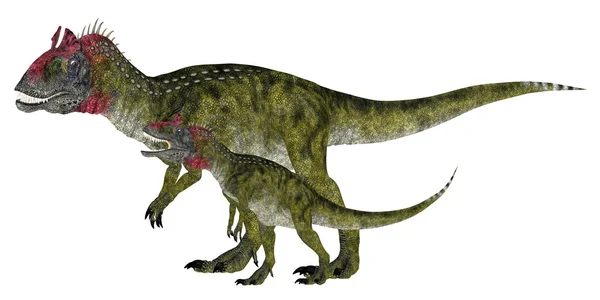 Felnőtt és a fiatal Cryolophosaurus — Stock Fotó