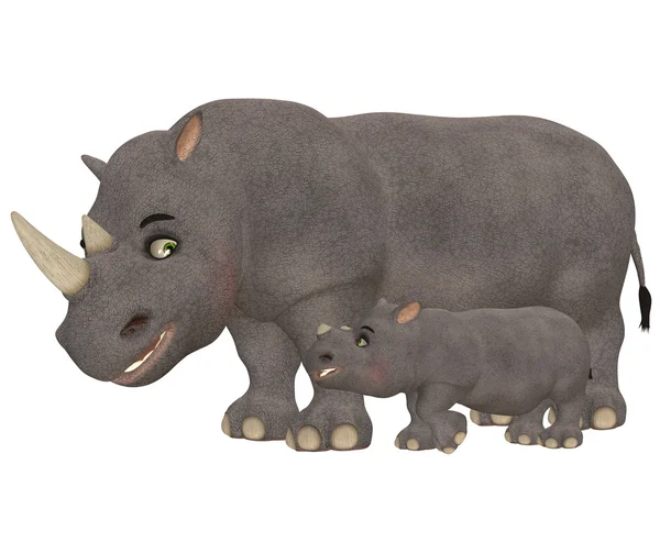 Familia Rinoceronte Feliz —  Fotos de Stock