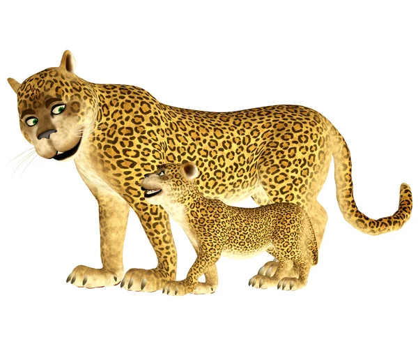 Счастливая семья Леопардов — стоковое фото