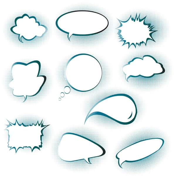Bolhas de fala definidas com bordas azuis — Fotografia de Stock