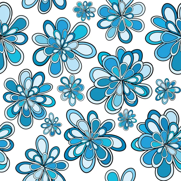 青い抽象的な花のシームレスなパターン — ストック写真