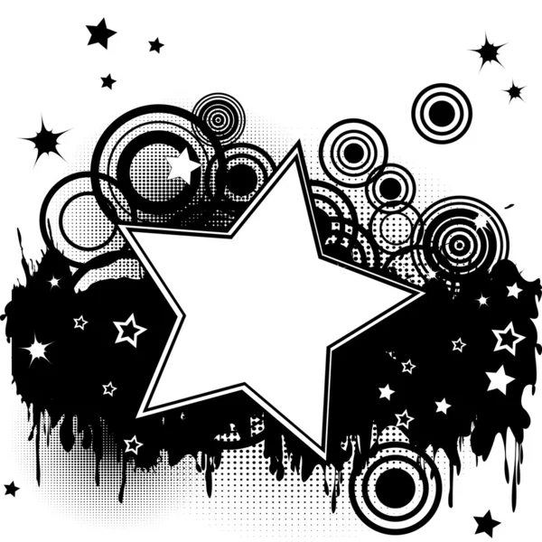 Grunge salpicadura de fondo con estrellas, círculos y lugar para su —  Fotos de Stock