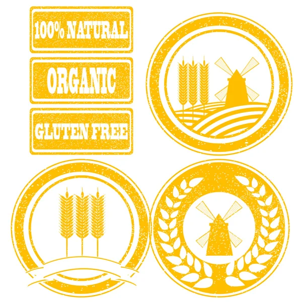 Lebensmittel orange Gummimarken Etikettensammlung für Vollkornprodukte — Stockfoto
