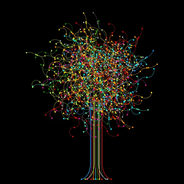 Árvore colorida abstrata sobre fundo preto — Fotografia de Stock