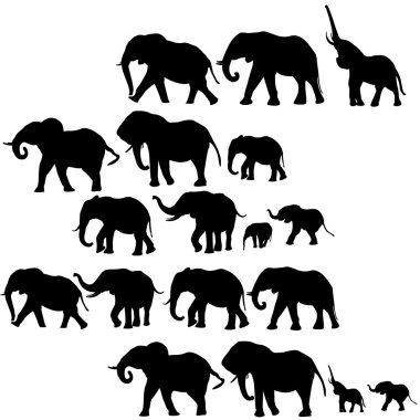 Background with elephants silhouettes clipart