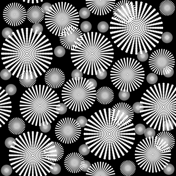 Černé a bílé květinové pozadí, bezešvé pattern — Stock fotografie