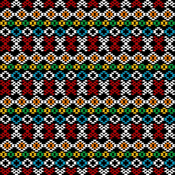 Ethno-Teppich, nahtloser Hintergrund mit geometrischen Formen — Stockfoto