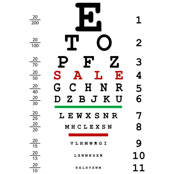 Реклама продаж с оптическим тестом глаза, используемым врачами — стоковое фото