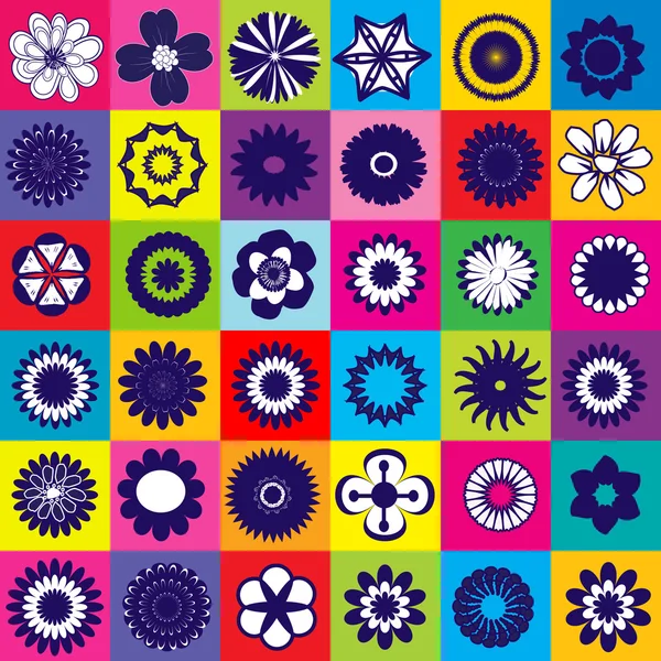 Patrón de color sin costuras con diferentes tipos de flores — Foto de Stock