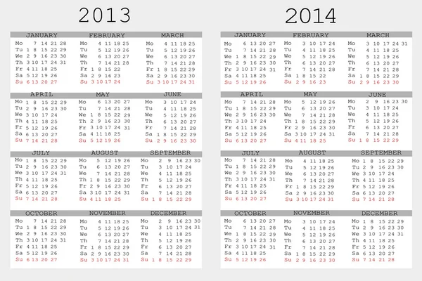 2013 ve 2014 takvim not defteriniz için set — Stok fotoğraf