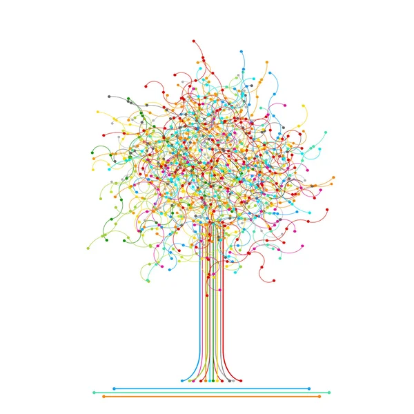 Árvore feita de rede abstrata colorida — Fotografia de Stock