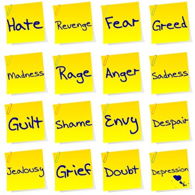 Set of post its with netgative emotions clipart